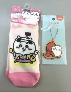 「即購入歓迎」ちいかわ 靴下 岡山県 桃太郎ピンク22~25 ＆ラバーチェーン