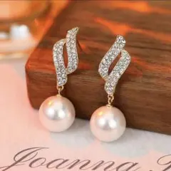 【ピアス】ラインストーン×パール キラキラ 結婚式　フォーマル　ビジネス　結婚式