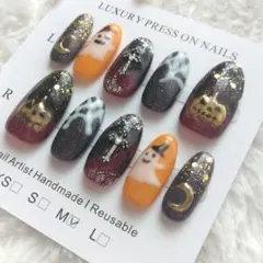 ハロウィン ネイルチップ ゴースト パンプキン Mサイズ