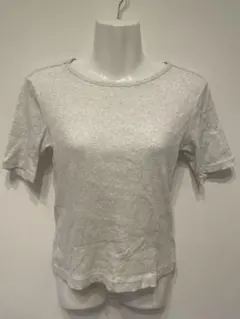 【UNIQLO】リブカットソー　半袖　ライトグレーM