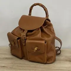 GUCCI グッチ バンブーリュック オールレザー キャメル E735 - メルカリ