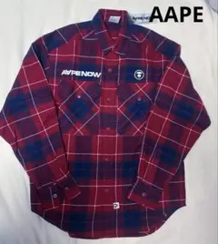 ❗️新品❗️AAPE NOW 赤 チェック ワーク厚手のフランネルシャツのサムネイル