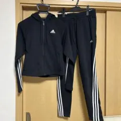 adidas ジャージ　上下セット 黒ストライプ　160cm