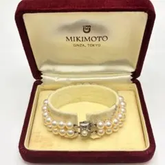 【テリ強】MIKIMOTO ミキモト 2連 アコヤ真珠ブレスレット K14WGのサムネイル