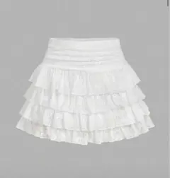 ホワイト レースフリル ミニスカート
