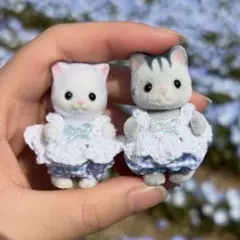 2着セットミニチュアドール赤ちゃん用着せ替えお洋服　ブルーチェック