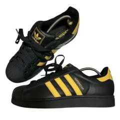 【未使用級】アディダス　スーパースター　スニーカー　ブラック　イエロー　27.5