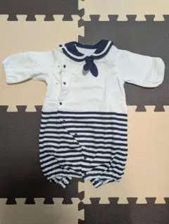 セーラー襟 ストライプ ツーウェイ・ドレスオール　50cm-60cm