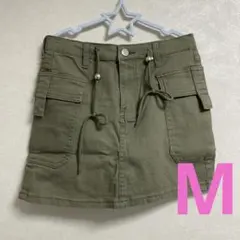 カーゴスカート Mサイズ ショート丈 Aライン ミニスカート カーキ