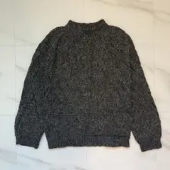 ミックスカラーニット モヘヤライク ケーブル編みニット 古着 無地