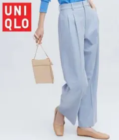 ユニクロ タックワイドパンツ ツータック ブルー Sサイズ