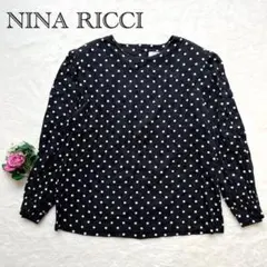 【NINA RICCI ニナリッチ】 ブラウス ドット柄 綿麻混 黒 M
