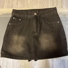 ブラック デニム ミニスカート インナーパンツ付き