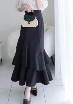 GRL ティアードフリルアシンメトリーマーメイドスカート gc300 ブラック