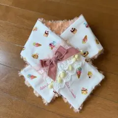 ハンドメイド　スイーツ柄　ファー　キッズマフラー