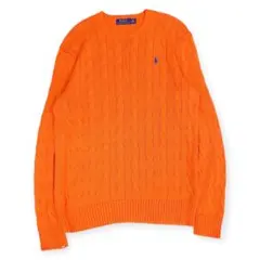 【美品】ポロラルフローレン コットン ケーブルニット オレンジ Mサイズのサムネイル