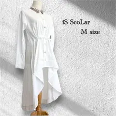 【iS ScoLar】アシンメトリーシャツチュニック Mサイズ ホワイトロング丈のサムネイル