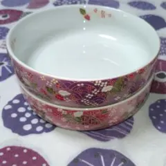 和風花柄陶器　中鉢2個セット