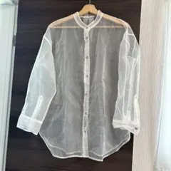 JEANASiS シアー長袖ブラウス　バンドカラー