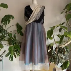 ワイズ ワンピース アシンメトリー 変形 ベージュ ドッキング 2 