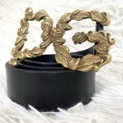 【希少】　廃盤！　DOLCE&GABBANA ベルト DG ローズ バロック　黒