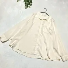 INDEX シアー長袖シャツ　ベージュ系　Ｍ　春夏　胸ポケットのサムネイル