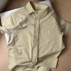 SHEIN イエロー チェック柄 半袖シャツ オーバーサイズ