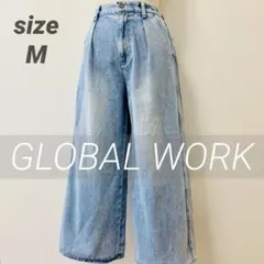 美品✨GLOBAL WORK グローバルワーク ワイドパンツ ライトブルー Мのサムネイル