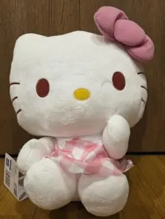 サンリオ ハローキティー LL ぬいぐるみ　ピンク チェックver