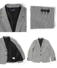 GLAZOS ギンガムチェック ブレザー、スラックス、ネクタイ&シャツ 卒業式