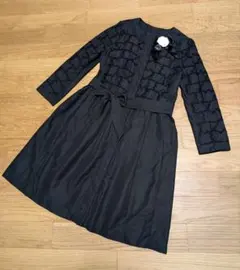 インゲボルグ シルク混 高級透かし柄コットンレース♪長袖コート 黒11号 超美品