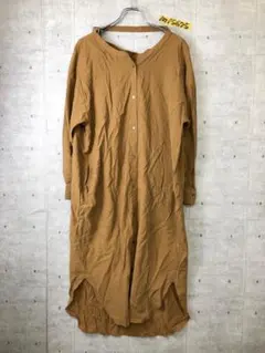 美品！(株)パーソン＆ピープル ベルトネックシャツワンピース オールボタン 無地