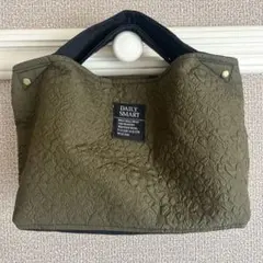 ハンドメイド ハンドバッグ カーキ 内ポケット付 ミニポーチ付 サブバッグ