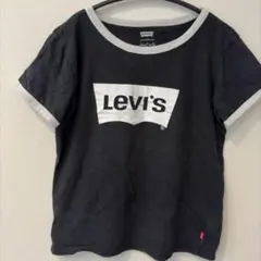 リーバイス ロゴ リンガーTシャツ 半袖 綿 S相当 黒 コンパクト