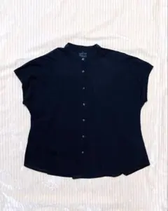 無印良品　フレンチスリーブ　ブラウス　ブラック　M〜L