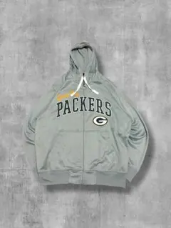【NFL】チーム系パッカーズ刺繍ロゴジップアップ パーカーゆるだぼフェードグレーのサムネイル