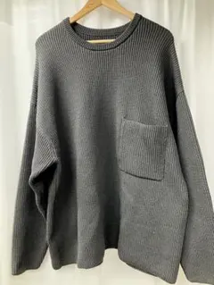 MUJI LABOリブ編み ポケット付き セーター L-XL チャコールグレー