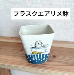 リメ鉢　プラスクエア　わんちゃん柄　手描き　寄せ植え　多肉植物　観葉植物