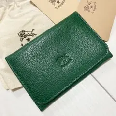【未使用】IL BISONTE 名刺入れ グリーン レザー 付属品ありのサムネイル