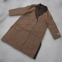 b2688 LOWRYSFARM【F】ブラウン チェック柄 ロングコート