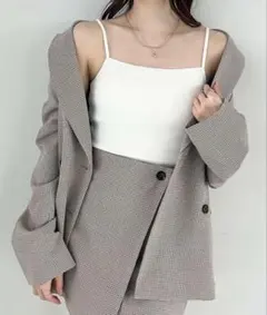 ロングカップ付きリブキャミ