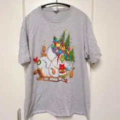 ポートアンドカンパニー Tシャツ クルーネック 半袖 プリント L 灰 綿
