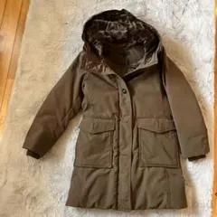 ダウンジャケット カーキ Sサイズ フード付き