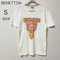 ベネトン BENETTON 電球柄 プリント Tシャツ 半袖 (S) 白 y2kのサムネイル