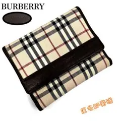 BURBERRY 折り財布　2つ折り　ノバチェック　レザー　ロゴ　ブラウン　希少