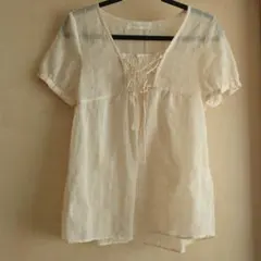 《Ehypenworld gallery 》半袖ブラウス ベージュ♡