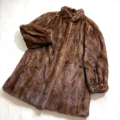 総丈88㎝ デミバフミンク ファーコート 本毛皮 XL 毛並み◎なめし柔らか