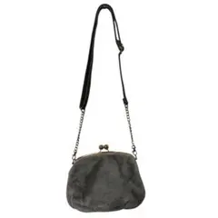 ふわふわ ファー がま口 ショルダーバッグ グレー