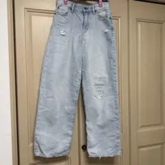 GAP ライトブルーダメージ加工ワイドパンツ