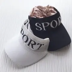 サンバイザー 2個セット　ニット　紫外線対策　吸汗　白黒　速乾　ゴルフ　自転車